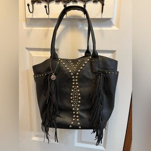 Black Studded tassel Big Bhudda purse